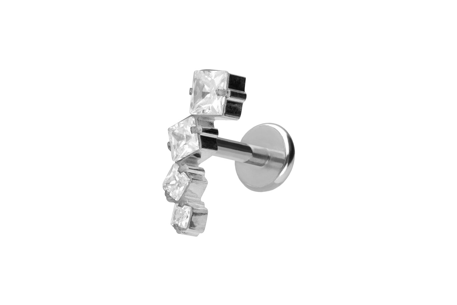 Titan Labret Piercing mit Push Fit KRISTALLBOGEN